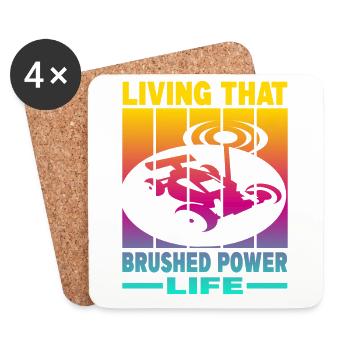 Living That Brushed Power Life - Coasters (set of 4) - white - Front