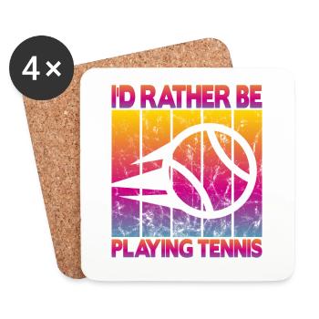 I'd rather be playing tennis - Coasters (set of 4) - white - Front
