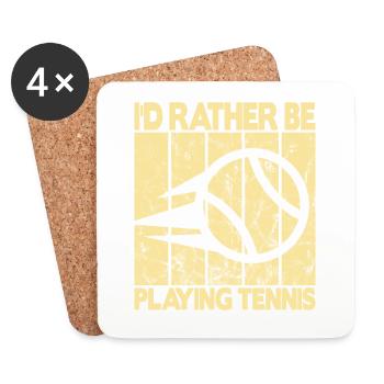 Je préfère jouer au tennis - Dessous de verre (lot de 4) - blanc - Devant
