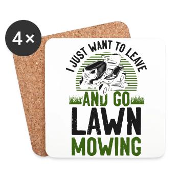 Lawn Mower Mowing Dad Father - Coasters (set of 4) - white - Front