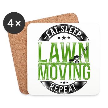 Lawn Mower Mowing Dad Father - Coasters (set of 4) - white - Front
