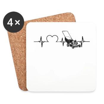 Lawn Mower Mowing Dad Father - Coasters (set of 4) - white - Front