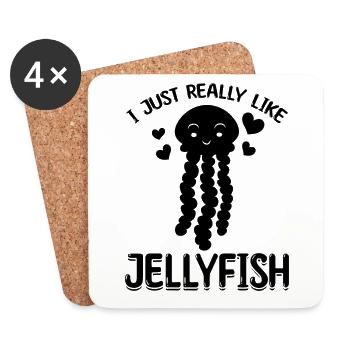 Ich mag einfach Jellyfish Jellyfish Lover - Untersetzer (4er-Set) - Weiß - Vorne