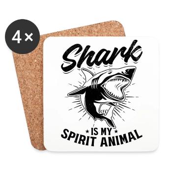 Le requin est mon Requin animal Grand requin blanc - Dessous de verre (lot de 4) - blanc - Devant