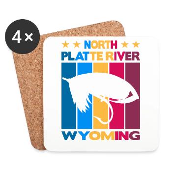 North Platte River Wyoming Fly Fishing - Untersetzer (4er-Set) - Weiß - Vorne
