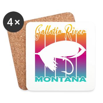 Gallatin River Montana Fliegenfischen - Untersetzer (4er-Set) - Weiß - Vorne
