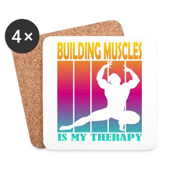 Building Muscles is My Therapy - Coasters (set of 4) - white - Front