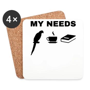 My Needs Parrot Bird Coffee Book - Coasters (set of 4) - white - Front