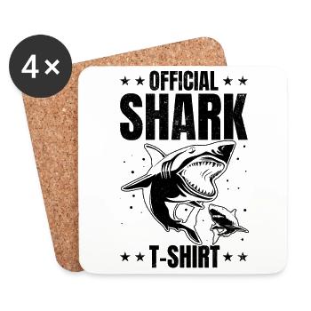 Shark Fish Official Shark T-Shirt Great White - Coasters (set of 4) - white - Front