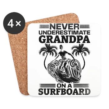 Ne sous-estimez jamais grand-père sur une planche de surf à - Dessous de verre (lot de 4) - blanc - Devant