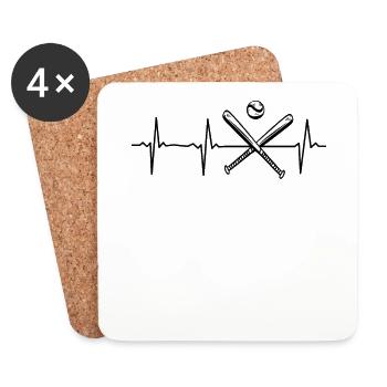 Jouez au baseball Heartbeat Baseball Game - Dessous de verre (lot de 4) - blanc - Devant