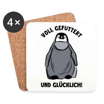 Voll Gefuttert und Glücklich Kaiserpinguin - Untersetzer (4er-Set) - Weiß - Vorne