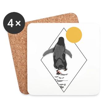 Penguin Sun Pingouin empereur Oiseau de mer - Dessous de verre (lot de 4) - blanc - Devant