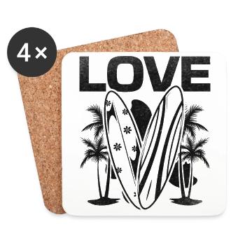 Surfboard Surfer Wellenreiten Wassersurfen Liebe - Untersetzer (4er-Set) - Weiß - Vorne