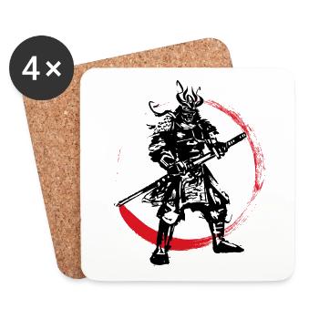 Samurai Japanischer Krieger Blutmond Design - Untersetzer (4er-Set) - Weiß - Vorne