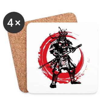 Samurai Japanischer Krieger Blutmond Design - Untersetzer (4er-Set) - Weiß - Vorne