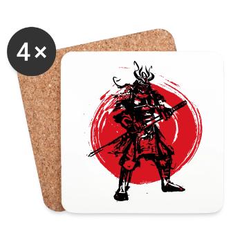 Samurai Japanischer Krieger Blutmond Design - Untersetzer (4er-Set) - Weiß - Vorne