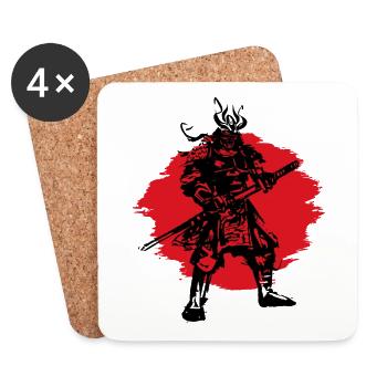 Samurai Japanischer Krieger Blutmond Design - Untersetzer (4er-Set) - Weiß - Vorne