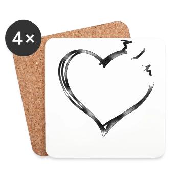 Parkour Free Running Traceur Coeur - Dessous de verre (lot de 4) - blanc - Devant