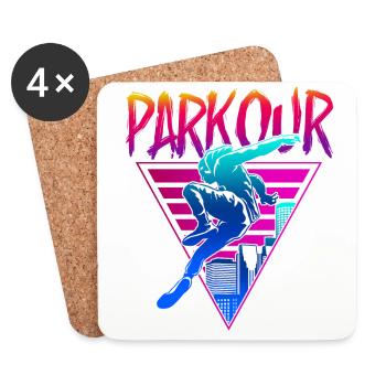 Parkour Free Running Traceur 80S - Dessous de verre (lot de 4) - blanc - Devant