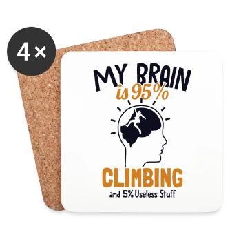 My Brain is 95% Climbing Sportklettern Kraxler - Untersetzer (4er-Set) - Weiß - Vorne