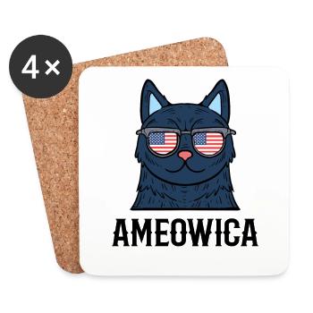 Ameowica Kätzchen Hauskatze Miezekatze - Untersetzer (4er-Set) - Weiß - Vorne