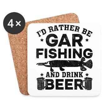 Je préfère être Gar pêcher et boire de la bière - Dessous de verre (lot de 4) - blanc - Devant