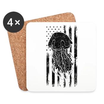 USA Flag Jellyfish American Flag Jellyfish - Coasters (set of 4) - white - Front
