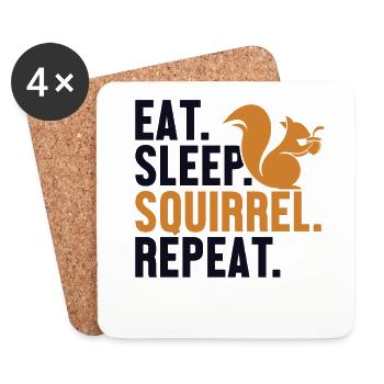 Eat Sleep Squirrel Repeat Fox Eastern Gray - Coasters (set of 4) - white - Front