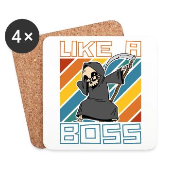 Like a Boss - Drôle de Dabbing Grim Reaper Saying - Dessous de verre (lot de 4) - blanc - Devant
