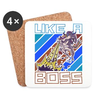 Like a Boss - Licorne Destructeur de Mondes Disant - Dessous de verre (lot de 4) - blanc - Devant
