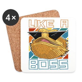 Like a Boss - Drôle d’iguane avec des lunettes de soleil - Dessous de verre (lot de 4) - blanc - Devant