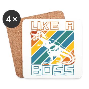 Comme un boss - Cool T-Rex Dinosaur Tyranno - Dessous de verre (lot de 4) - blanc - Devant