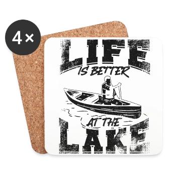Canoe Canoeing Vintage Life Is - Coasters (set of 4) - white - Front