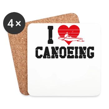 Canoe Canoeing Heart Vintage I - Untersetzer (4er-Set) - Weiß - Vorne