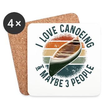 Canoe Canoeing Vintage Retro I - Untersetzer (4er-Set) - Weiß - Vorne
