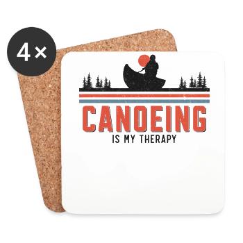 Canoe Canoeing Lake River Vintage - Untersetzer (4er-Set) - Weiß - Vorne