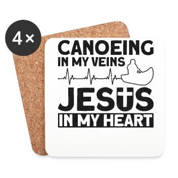 Canoe Canoeing Jesus Faith Vintage - Untersetzer (4er-Set) - Weiß - Vorne