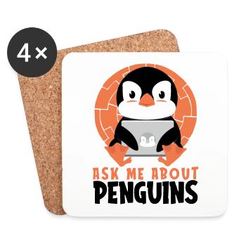 Ask me about Penguins Pingouin royal Pingouin - Dessous de verre (lot de 4) - blanc - Devant