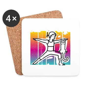 If It Involves Cats & Yoga count me in - Untersetzer (4er-Set) - Weiß - Vorne