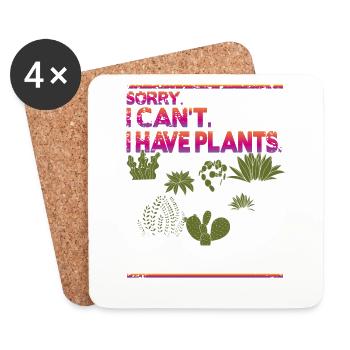 Désolé je ne peux pas avoir des plantes - Dessous de verre (lot de 4) - blanc - Devant