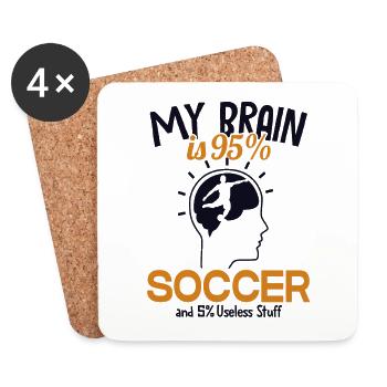 My Brain is 95% Soccer Fußballgott Fußballspieler - Untersetzer (4er-Set) - Weiß - Vorne