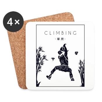 Climbing Chinese Hanzi Escalade de bloc Escalade - Dessous de verre (lot de 4) - blanc - Devant