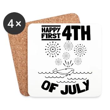Patriotic Day Happy First 4th Of July - Coasters (set of 4) - white - Front