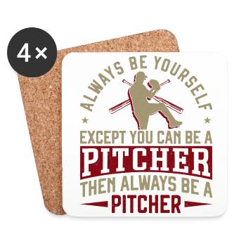 Baseball Fan Pitcher Vintage - Untersetzer (4er-Set) - Weiß - Vorne