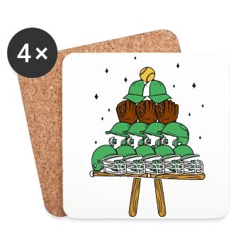 Baseball Fan Christmas Tree - Untersetzer (4er-Set) - Weiß - Vorne