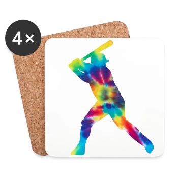 Baseball Fan Tie Dye Batter - Coasters (set of 4) - white - Front