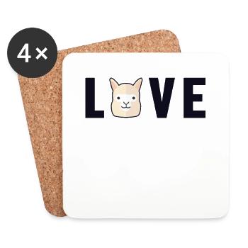 Love Guanaco Llama Vicuna Breeder Alpaca - Coasters (set of 4) - white - Front