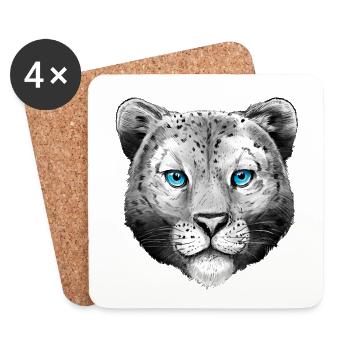 Leopard Kids Animals Ladies Animal Motif - Coasters (set of 4) - white - Front