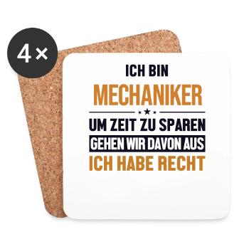 Mechaniker hat immer Recht Automechaniker Kfz - Untersetzer (4er-Set) - Weiß - Vorne